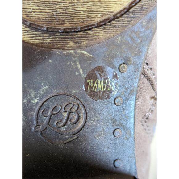 Lucky Brand Beathea Boots Ankle Leather Studded Boho Western Brown Size 7.5 - Picture 10 of 11